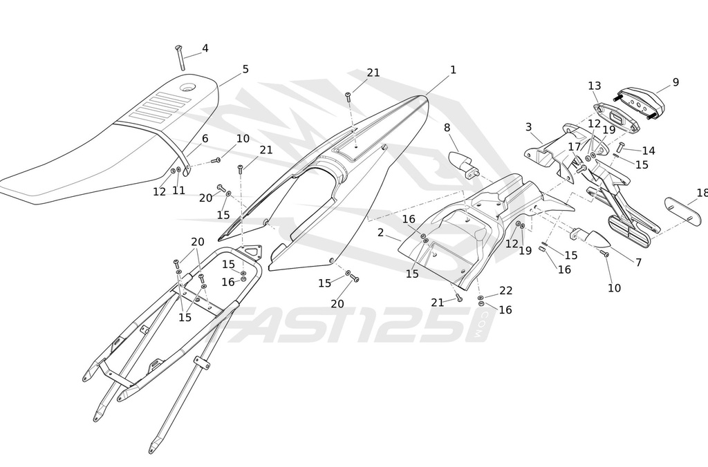 21 Parafuso de fivela traseira 6x16 Fantic 125 Casa - Performance 2020