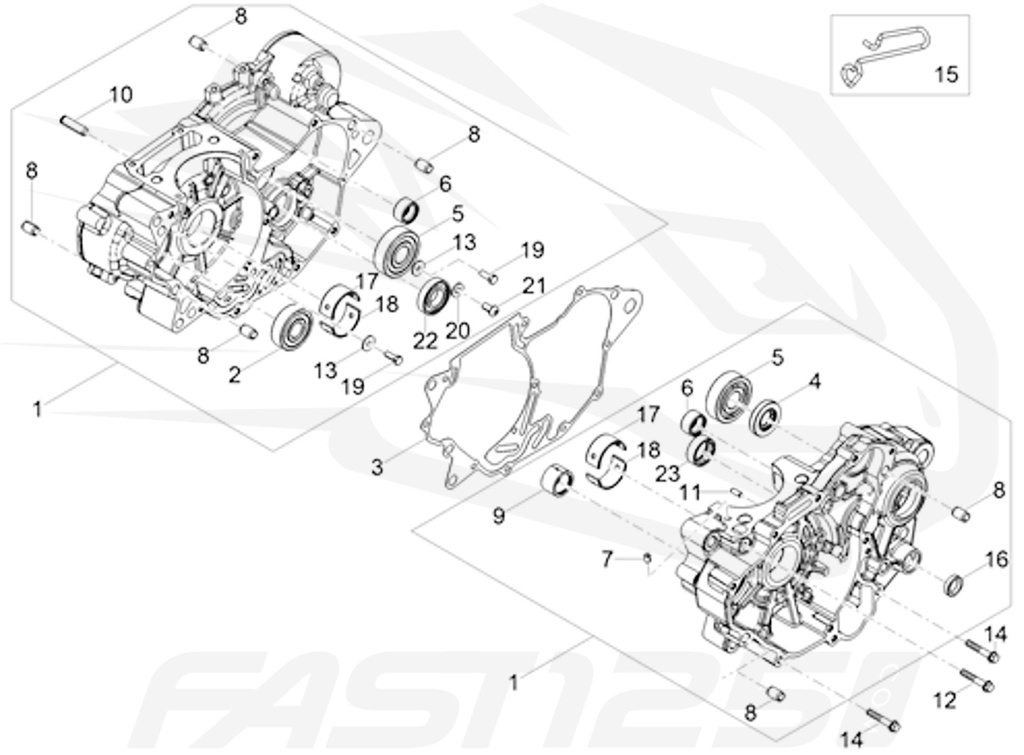 2 Roulement arbre équilibrage 125 Aprilia - 125 Orcal - 125 FB Mondial