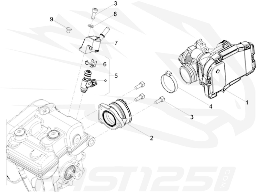 7 Support de rail injecteur 125 Aprilia RS4 - RS