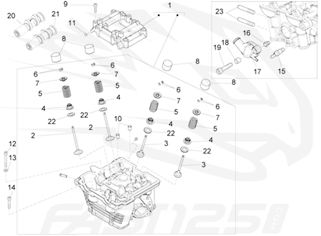 2 Soupape admission 125 Aprilia - 125 Orcal - 125 FB Mondial