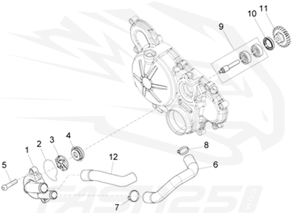 4 Junta de estanqueidad bomba de agua 125 Aprilia - 125 Orcal - 125 FB Mondial