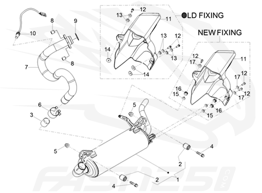 9 Guarnizione collettore scarico 125 Aprilia - 125 Orcal - 125 FB Mondial