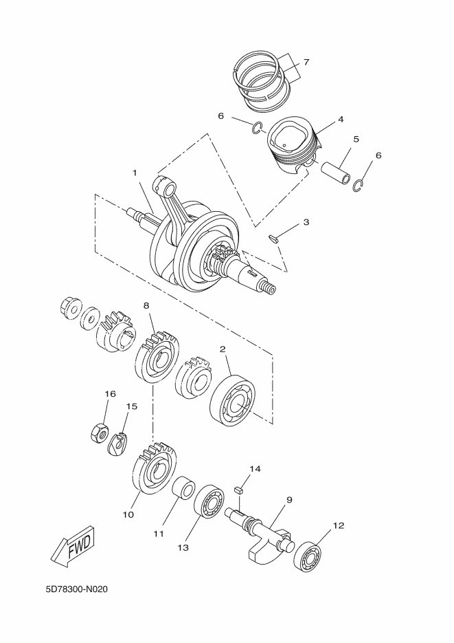 12 Cuscinetto albero equilibratore MT 125 Ph1 / YZF R 125 Ph2