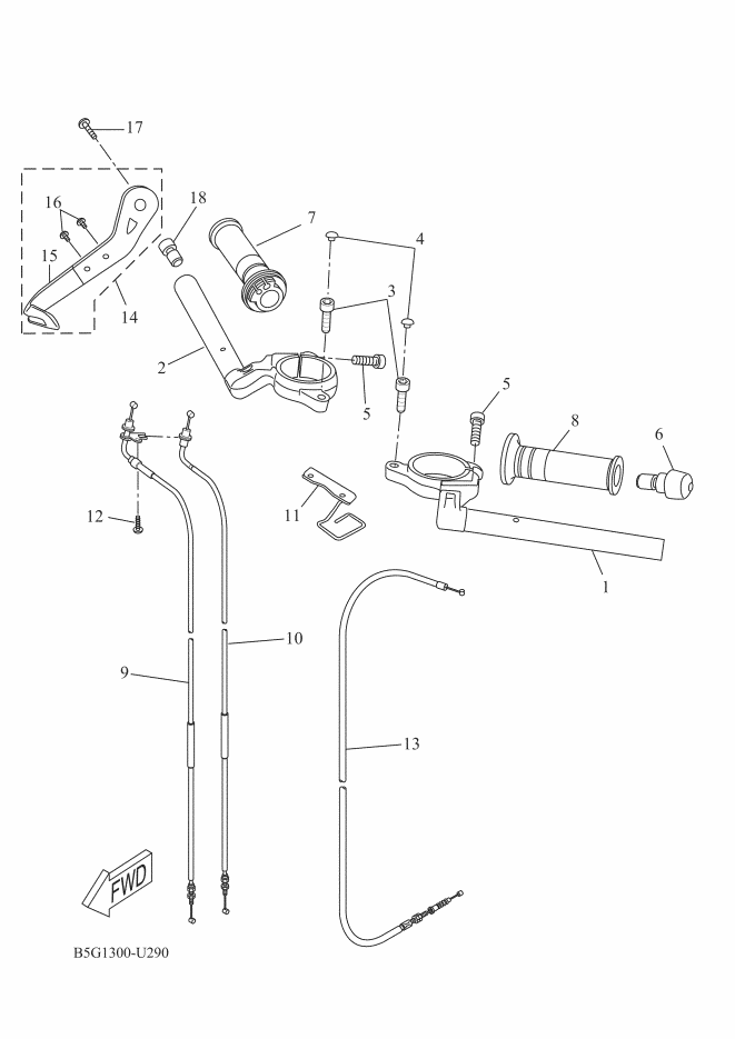 10 Câble de gaz (retour) Yamaha YZF R 125 Ph3