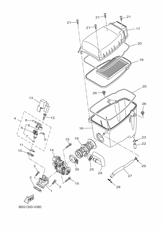 20 Junta de caja de aire Yamaha MT 125 Fase 2 / YZF R 125 Fase 3