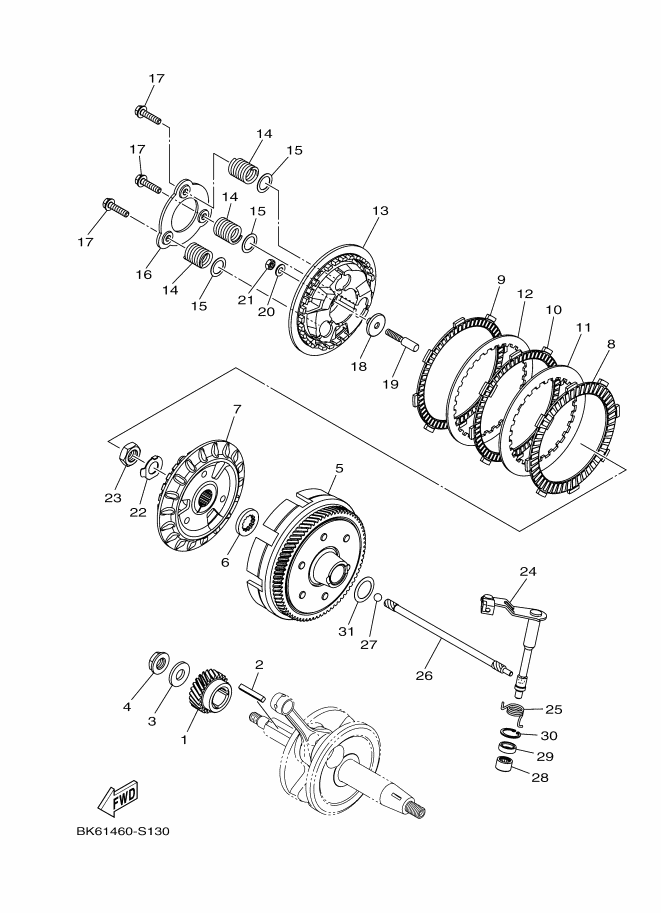 4 Dado albero motore Yamaha MT 125 Ph2 / YZF R 125 Ph3