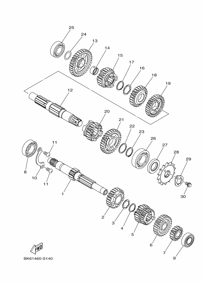 9 Caixa de engrenagens com MT 125 Ph2 / YZF R 125 Ph3