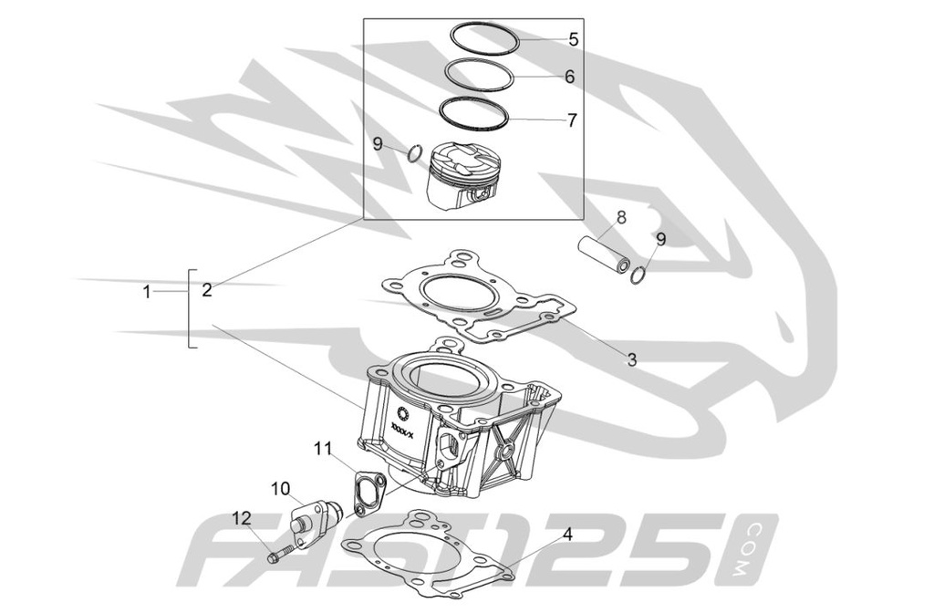 2 Kit Piston complet 125 Aprilia - 125 Orcal - 125 FB Mondial